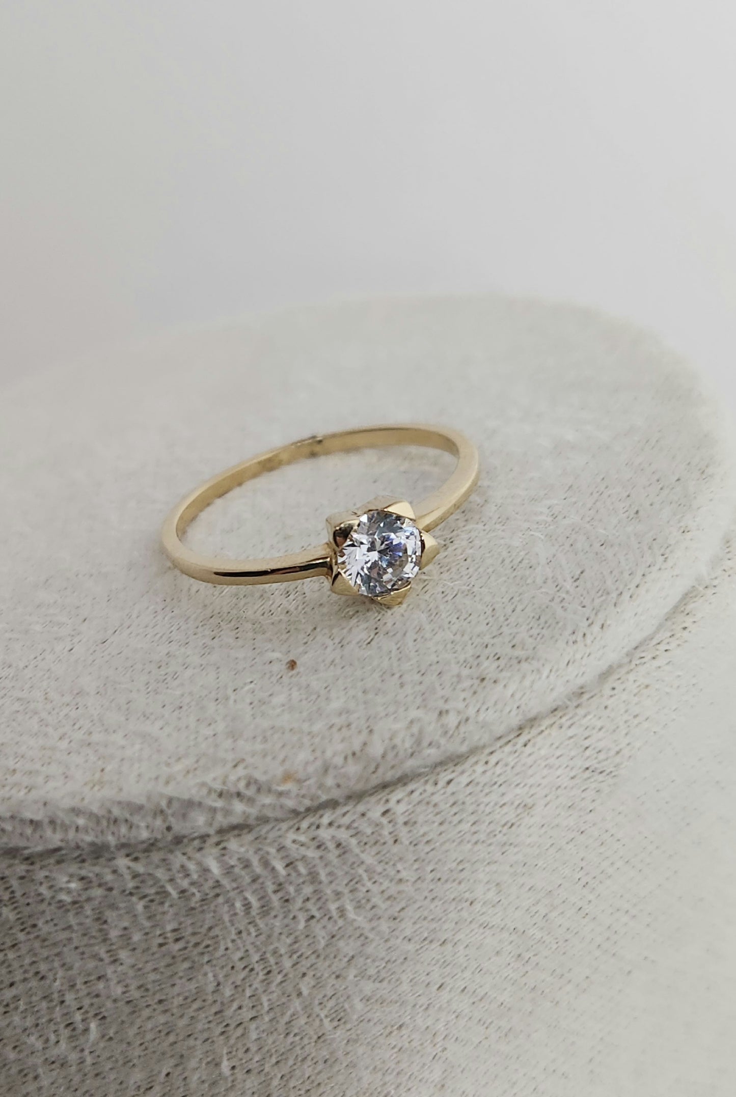 Timeless Sparkle 14K Gold Solitaire Ring.