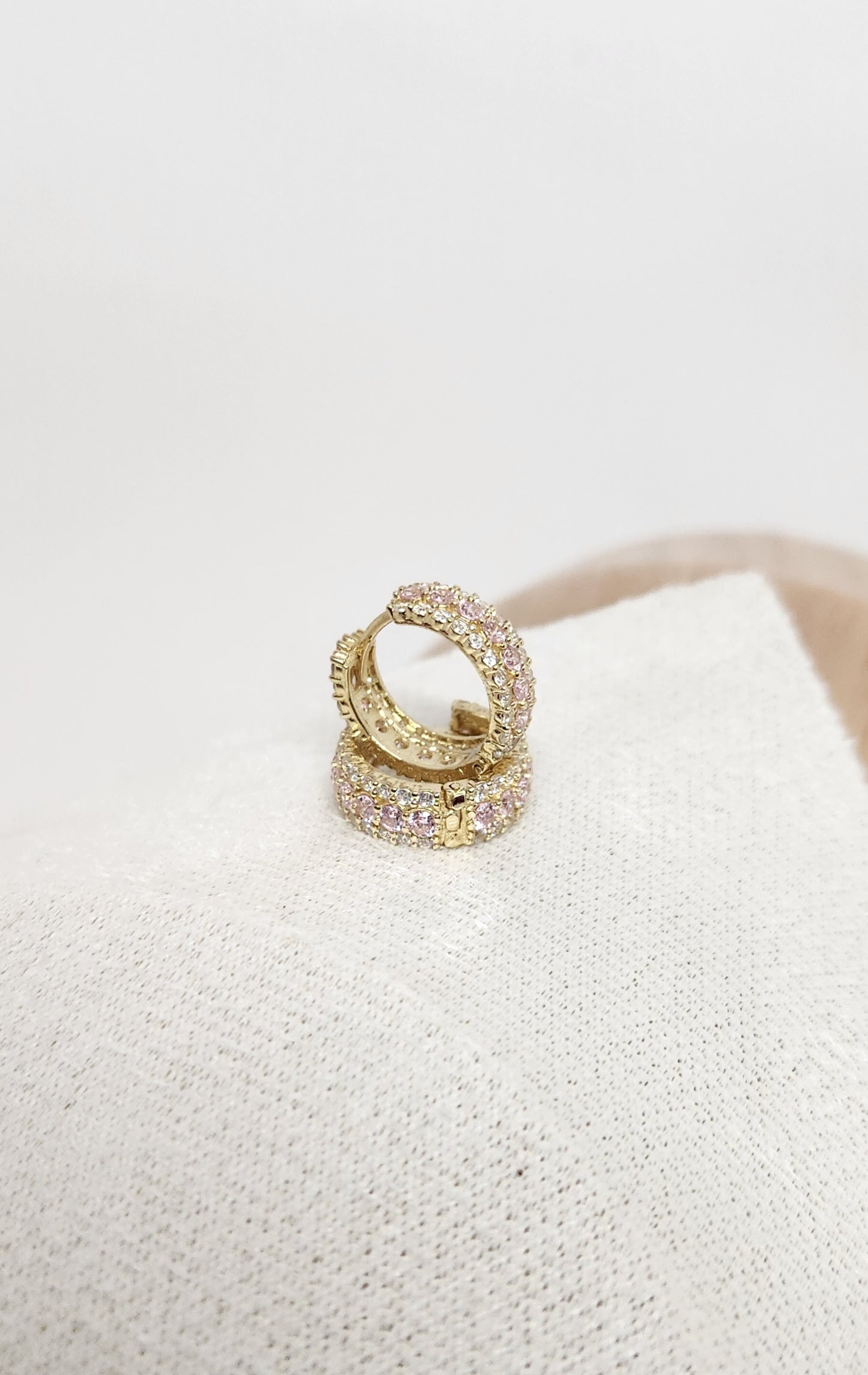 Gold Pavé Huggie Hoops
