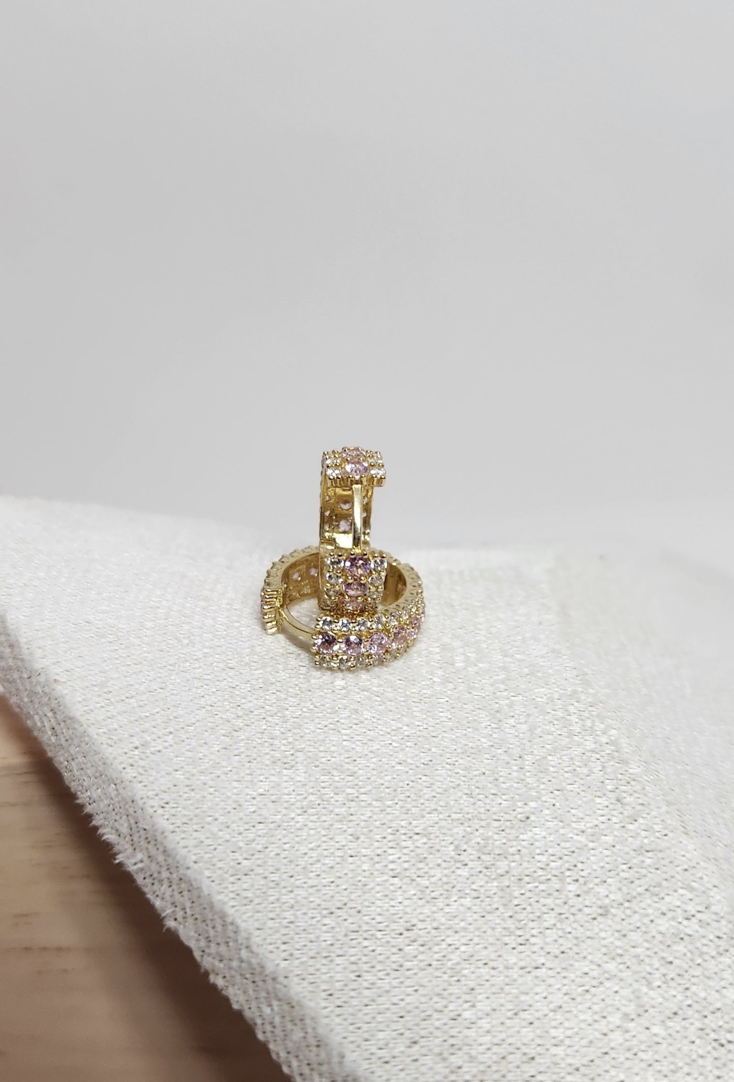 Gold Pavé Huggie Hoops