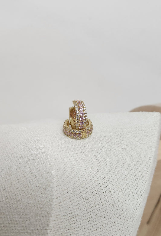 Gold Pavé Huggie Hoops