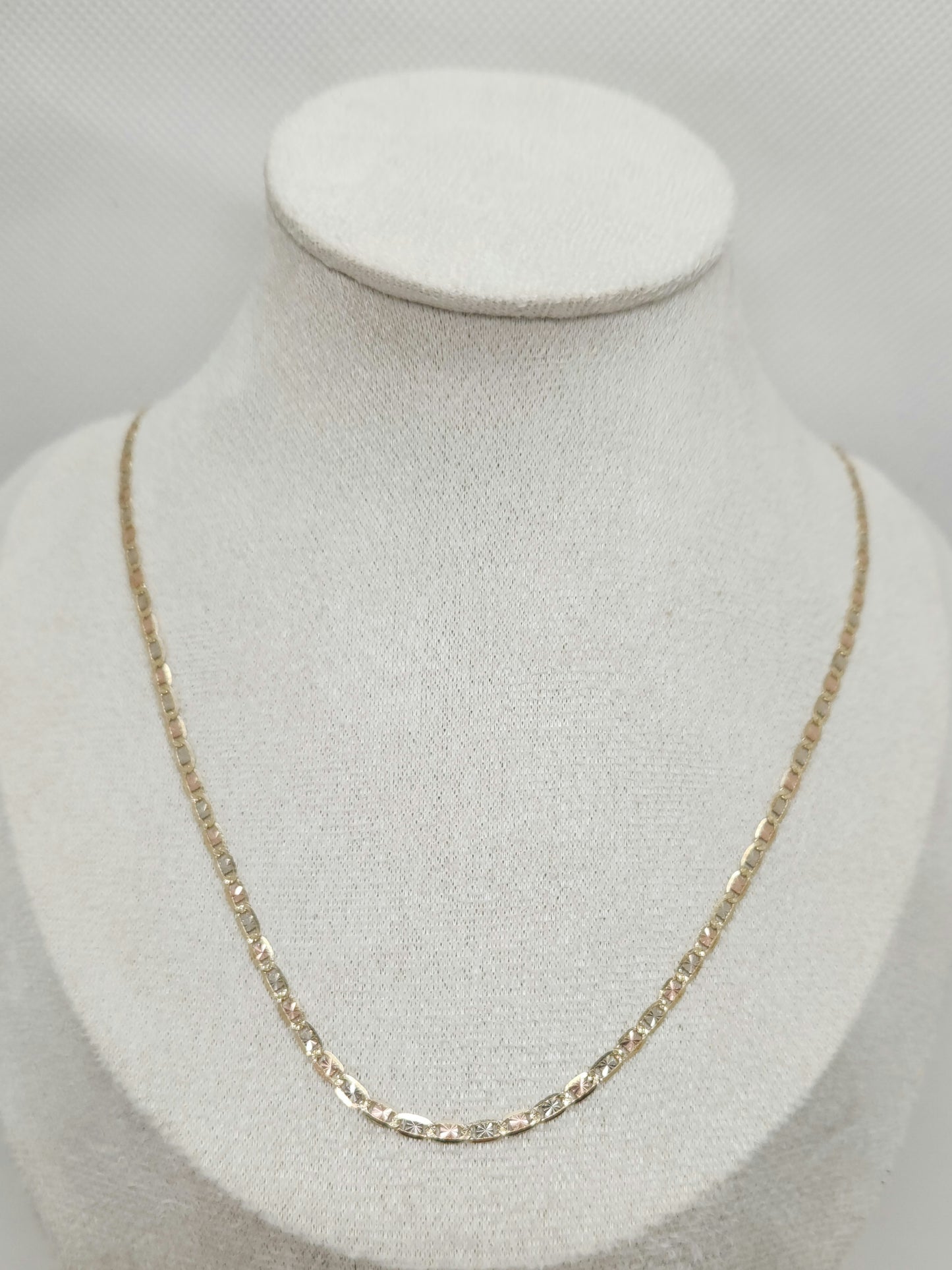 14K Gold Tri-Color Chain – Diamond Cut Finish (Yellow, White & Rose Gold)