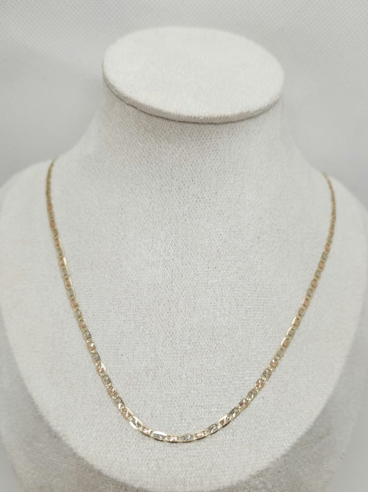 14K Gold Tri-Color Chain – Diamond Cut Finish (Yellow, White & Rose Gold)