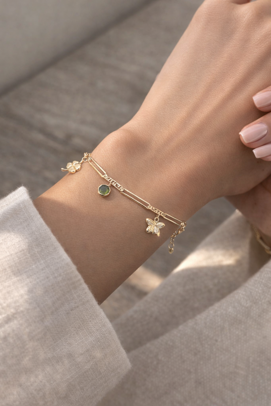 Gold Link Bracelet with Decorative Details
