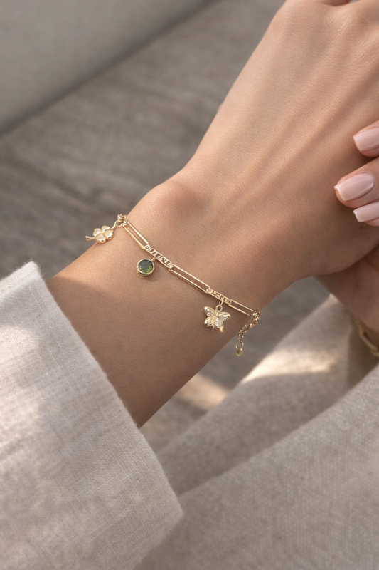 Gold Link Bracelet with Decorative Details