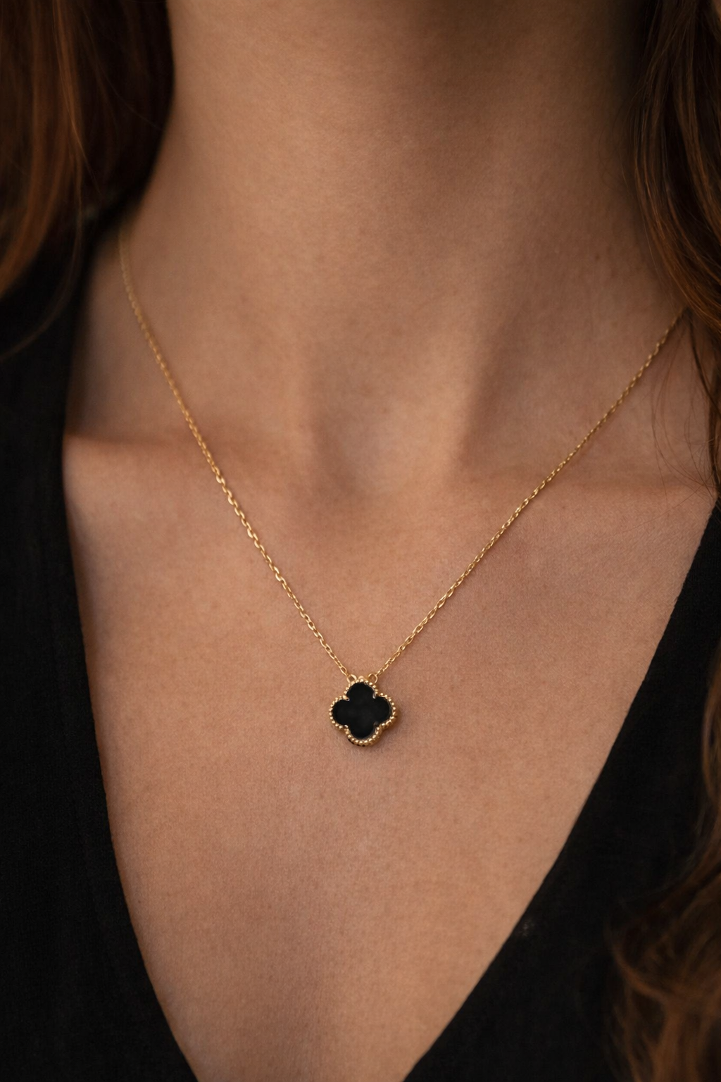 Gold Quatrefoil Pendant Necklace